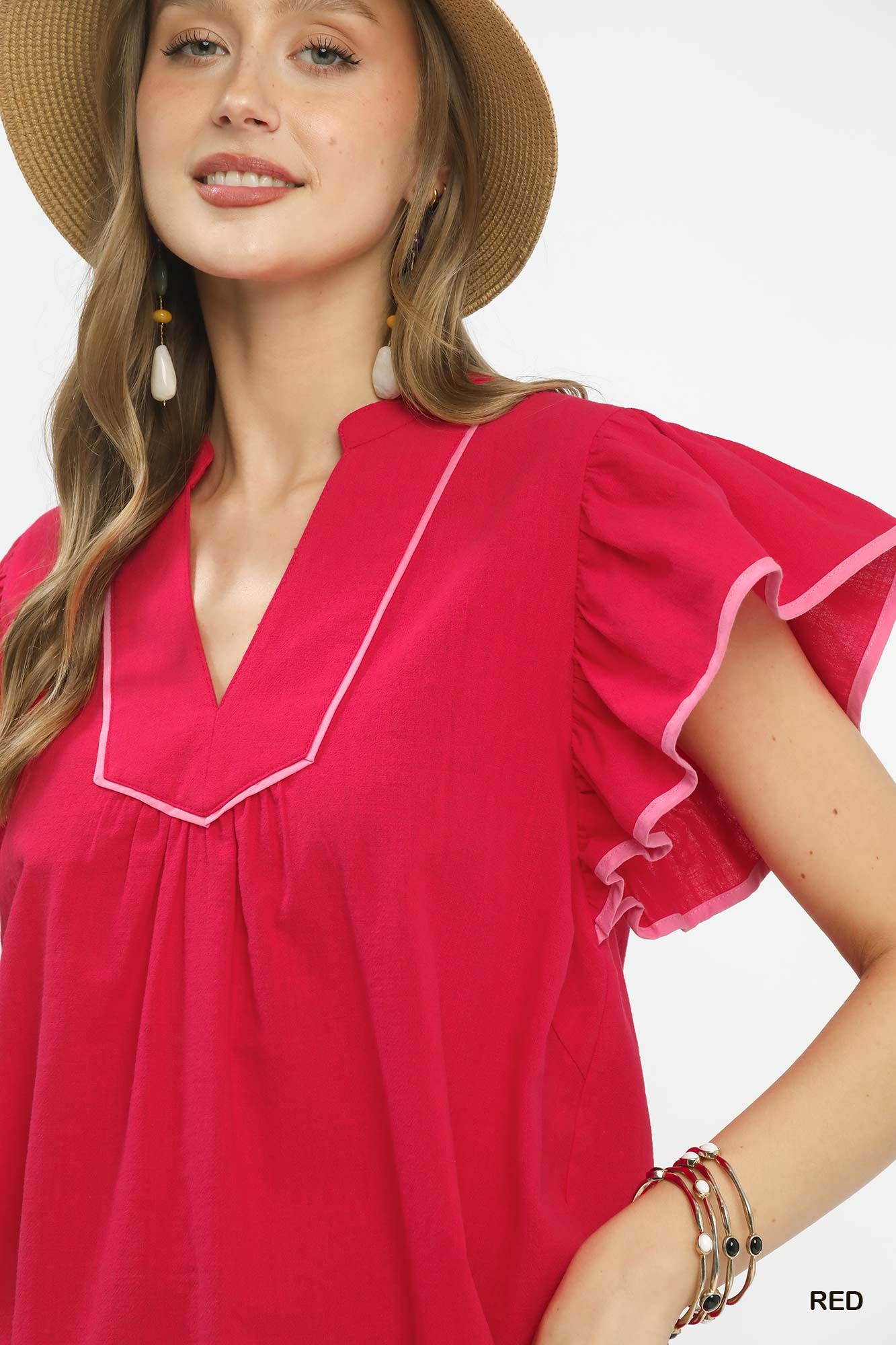 Contrast Trim Babydoll Blouse, image 2