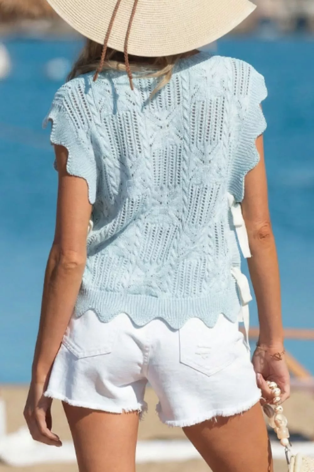 Openwork Side Tie Knit Top, image 2