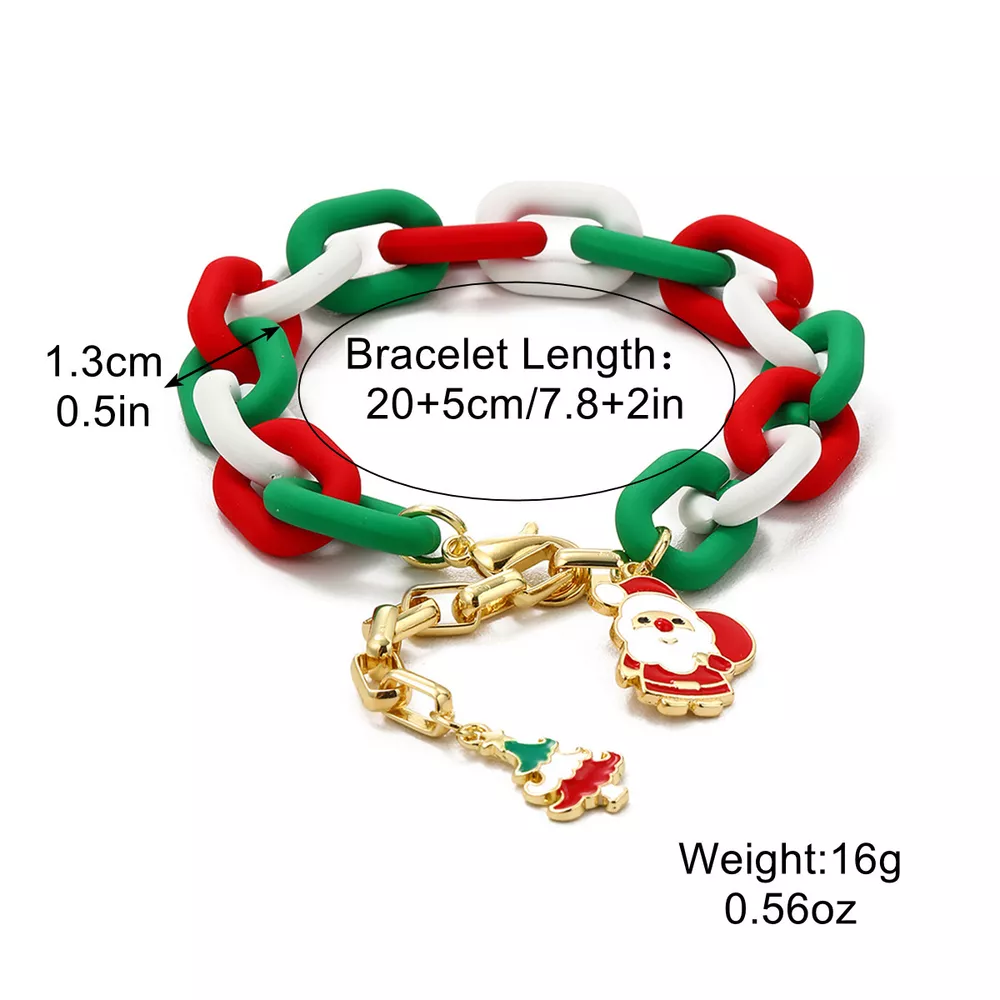 Christmas Festive Chain Link Bracelet with Santa Charm, image 2