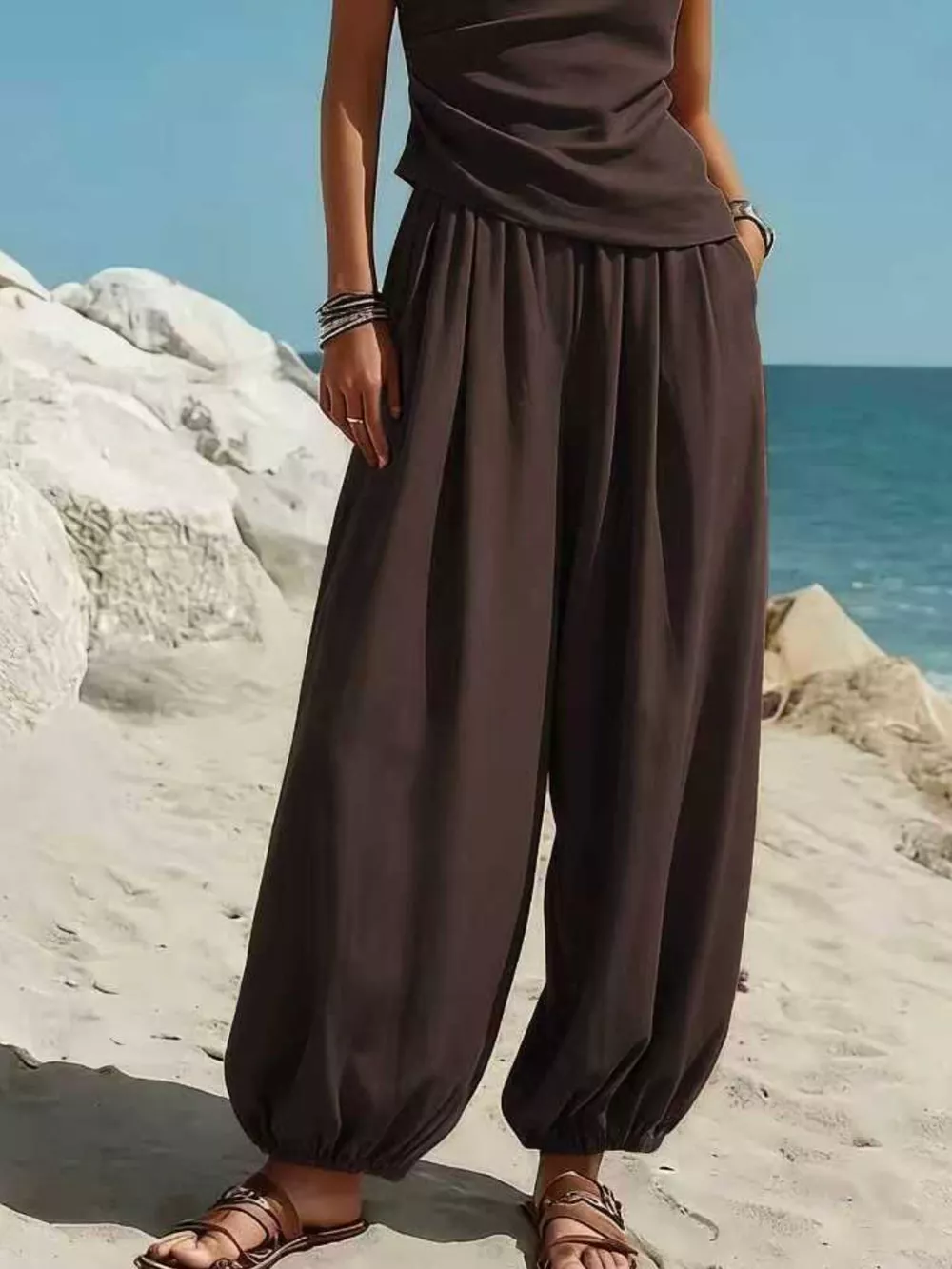 Full Size One-Shoulder Top and Wide Leg Pants Set Plus Size, image 18