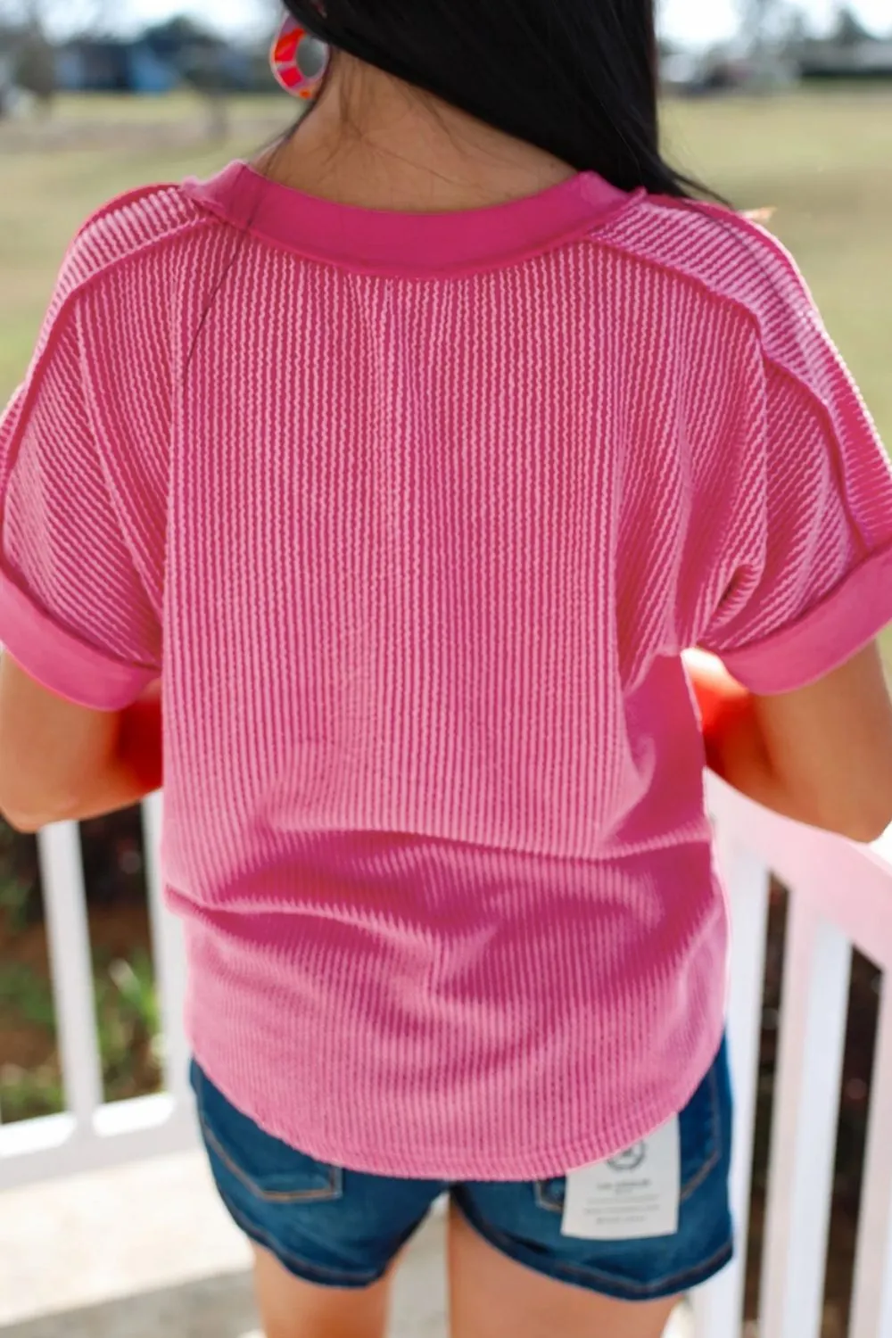 Solid V-Neck Short Sleeve T-Shirt, image 2