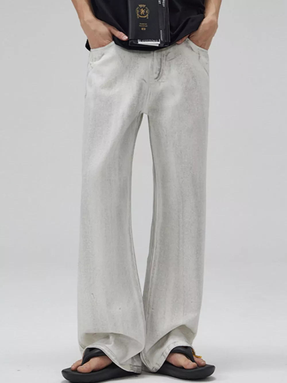 Men's Full Size Wash Wide Leg Jeans Plus Size