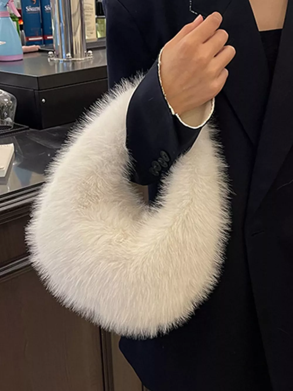 Fluffy Solid Color Handbag, image 7