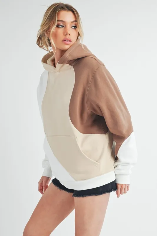 Color Block Hoodie with Kangaroo Pocket, image 4