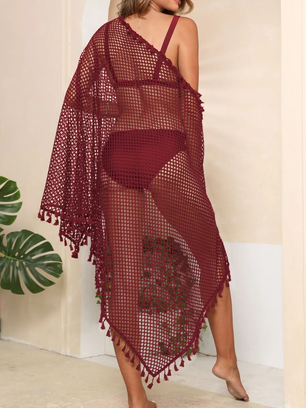 Tassel Openwork Open Front Cover-Up, image 4