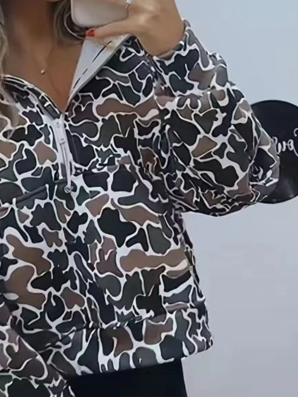 Full Size Camouflage Print Half-Zip Sweatshirt Plus Size, image 2