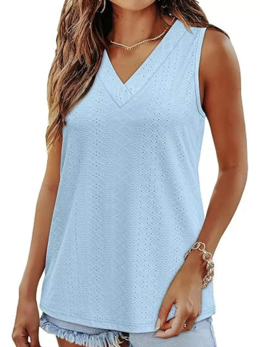 Eyelet V-Neck Tank, image 7