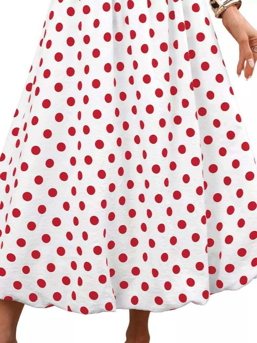 High-Waisted Polka Dot A-Line Midi Skirt, image 8