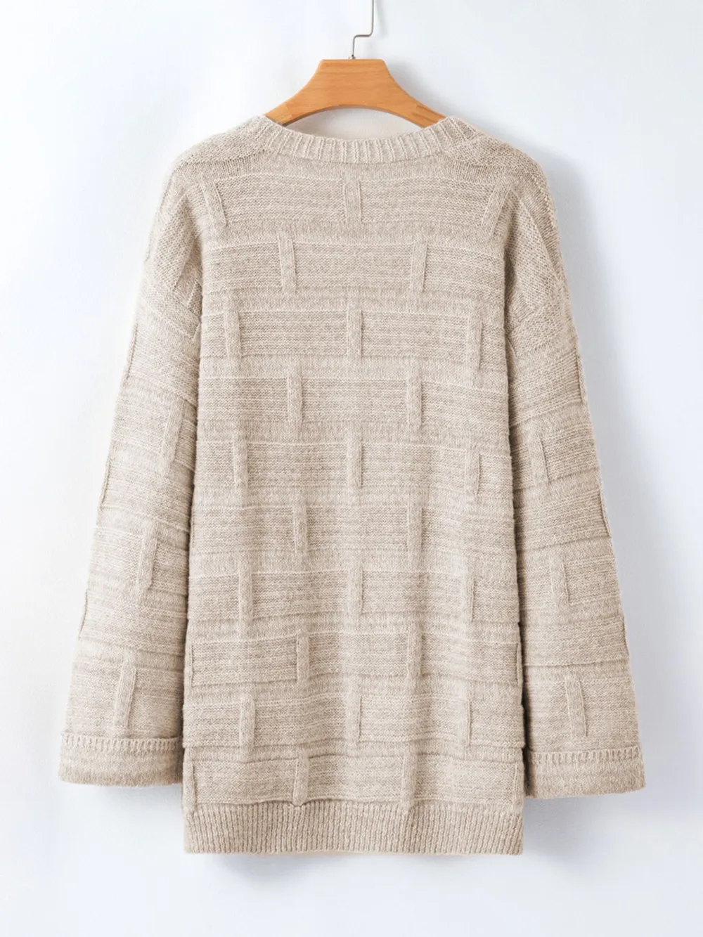 Textured Knit Open Front Cardigan with Pockets, image 5