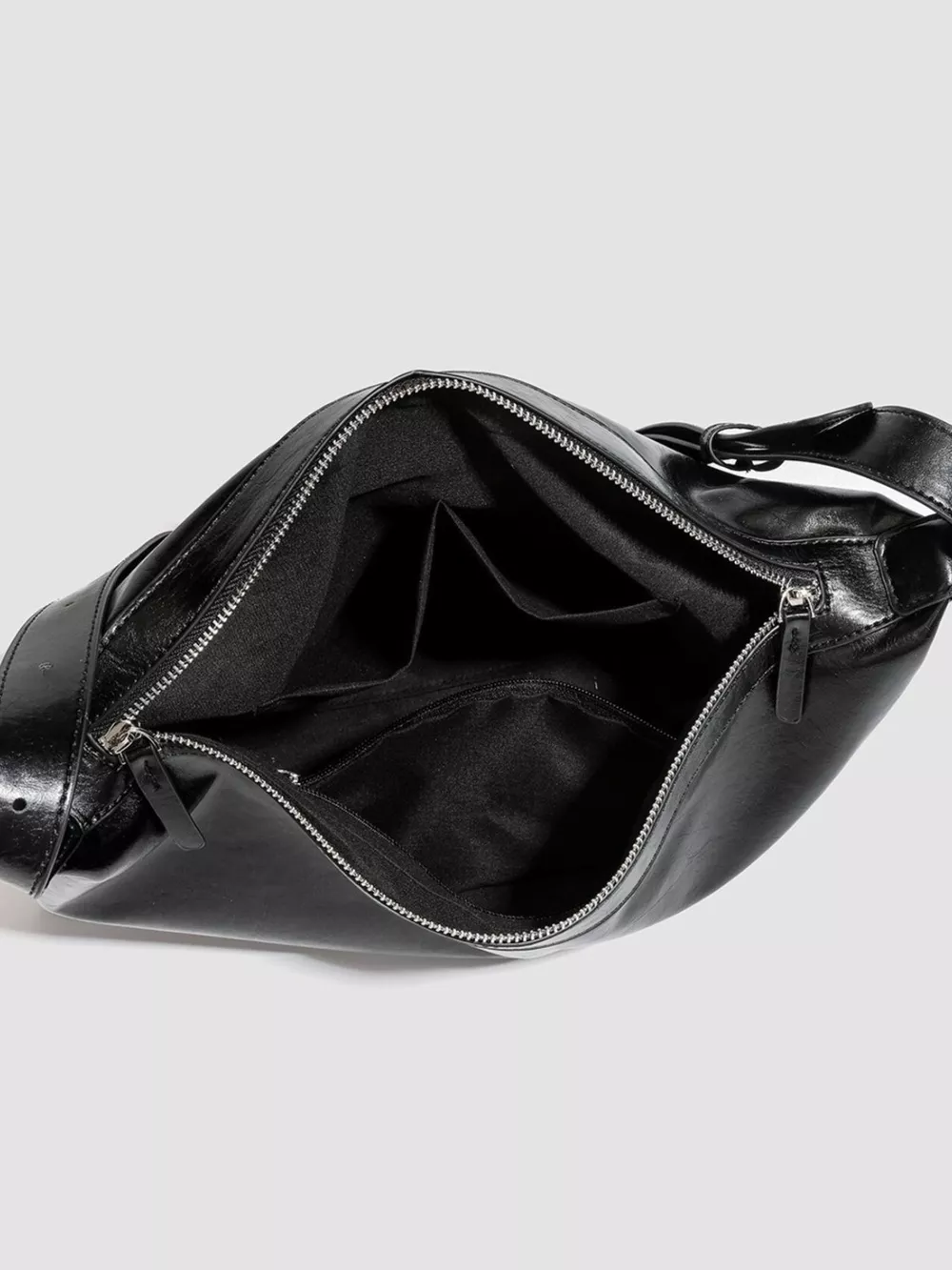 Minimalist Glossy Leather Slouchy Shoulder Bag, image 8