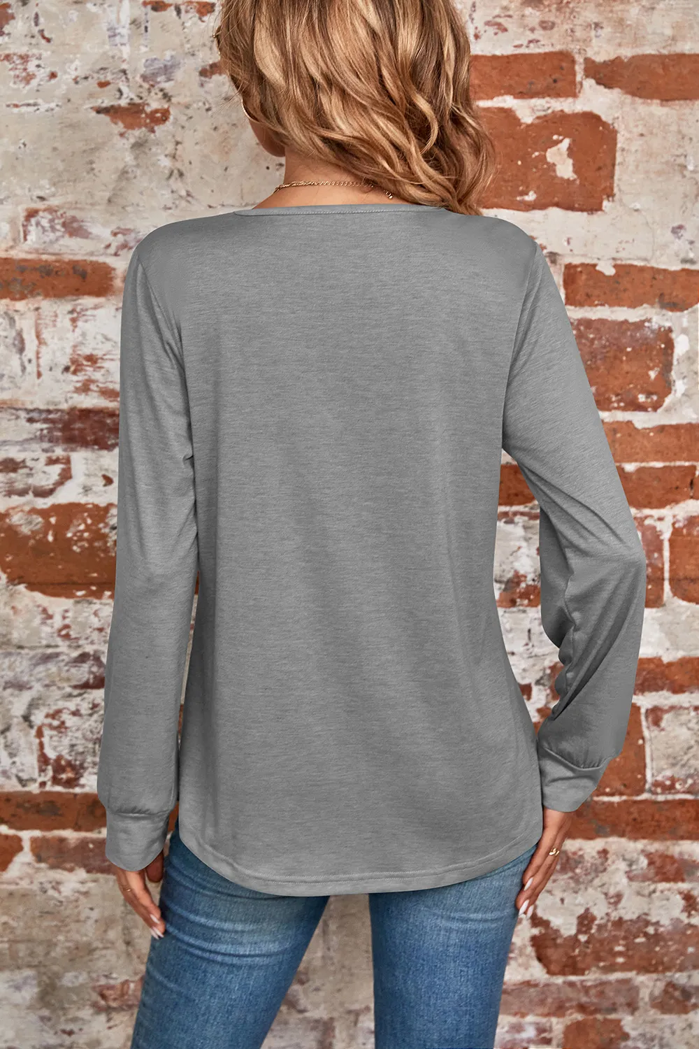 Ruched Square Neck Long Sleeve T-Shirt, image 18