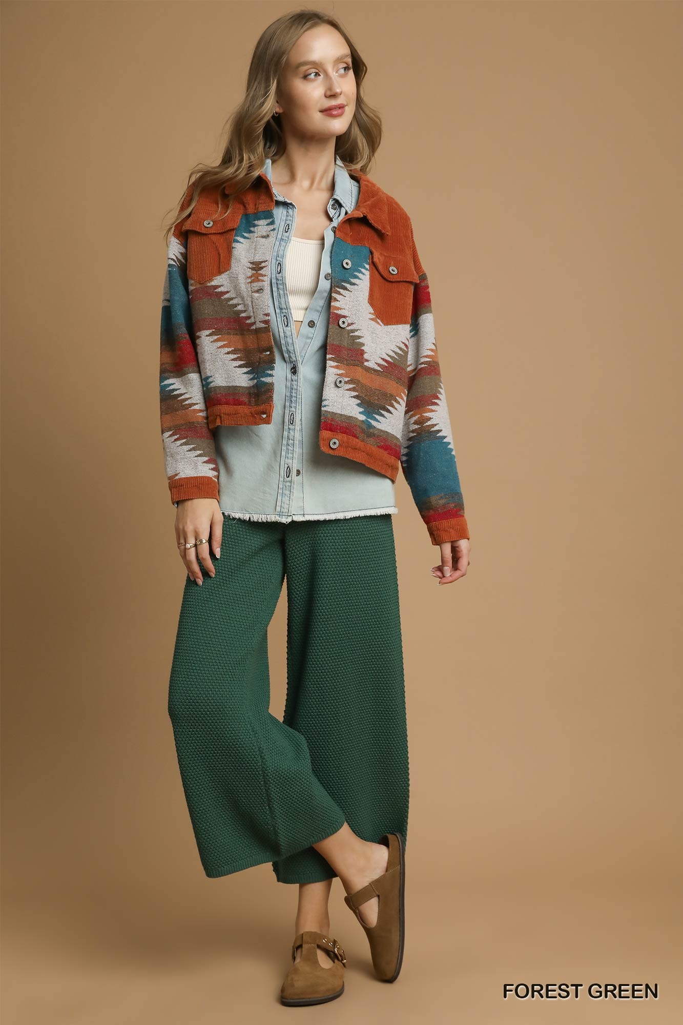 Textured Knit Wide Leg Pants, image 2
