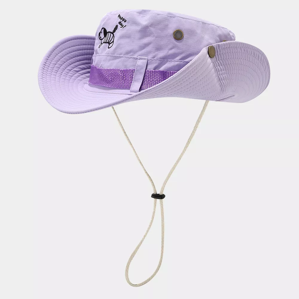 Cartoon Embroidered Sun Protection Bucket Hat, image 2