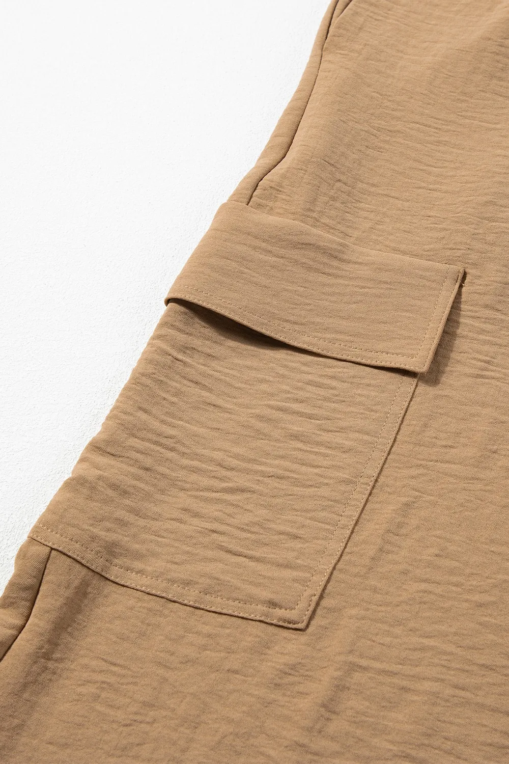 Drawstring Frilled Waist Wide Leg Utility Trousers, image 5