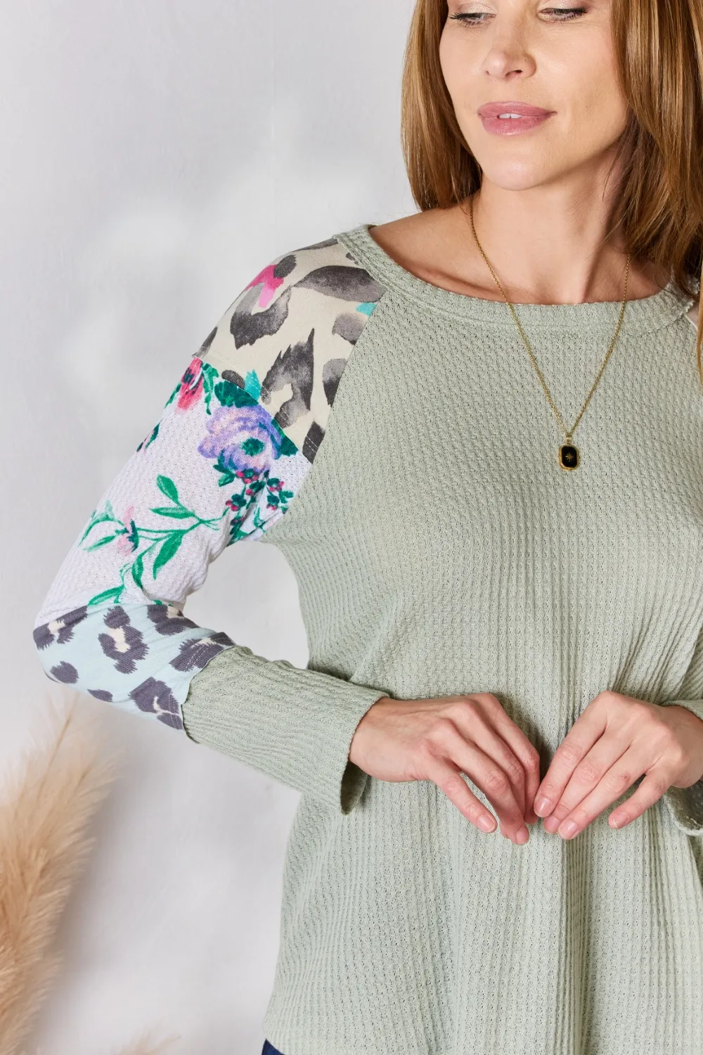 Full Size Printed Round Neck Blouse, image 5