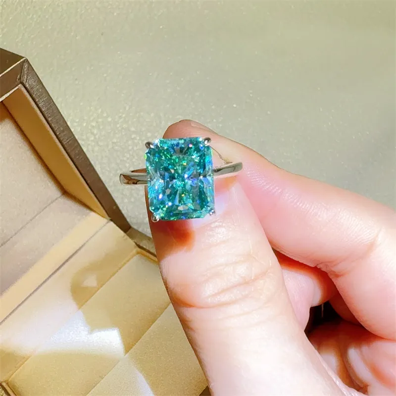 2 Carat 925 Sterling Silver Moissanite Rectangle Shape Ring, image 2