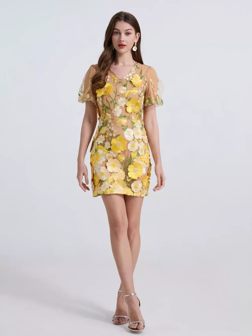 Floral Puff Sleeve Mini Dress, image 7