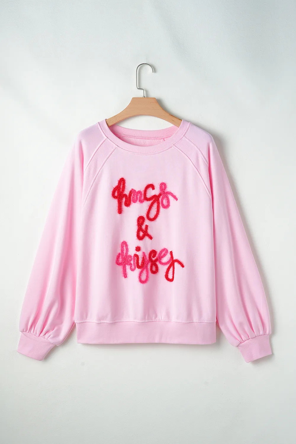 Valentine’s Day HUG AND KISSES Round Neck Sweatshirt, image 3
