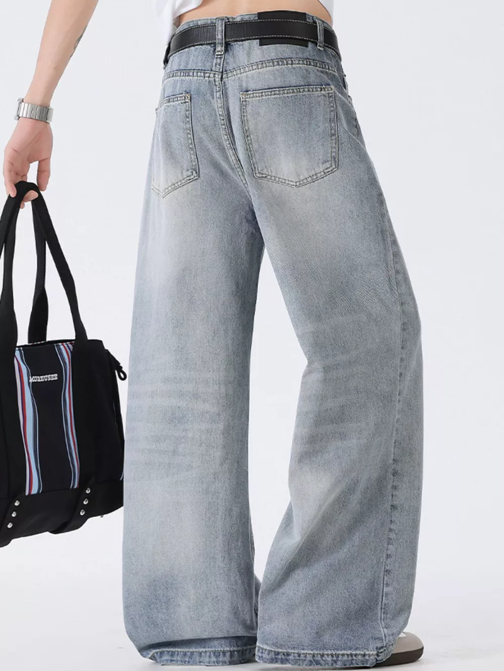 Men's Full Size Washed Wide Leg Jeans Plus Size, image 2