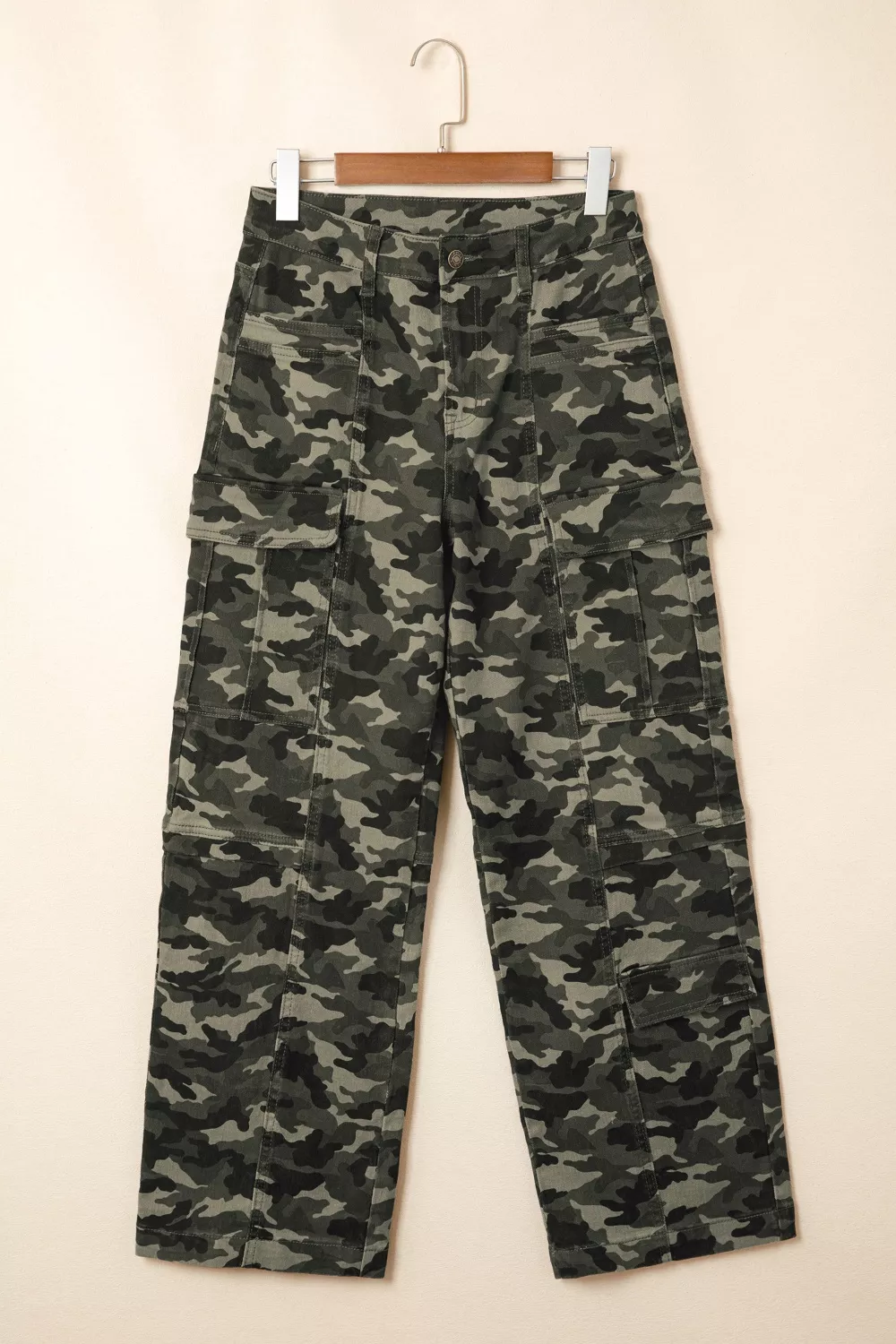 Camouflage Print Multi Pocketed Womens Denim Pants, image 4