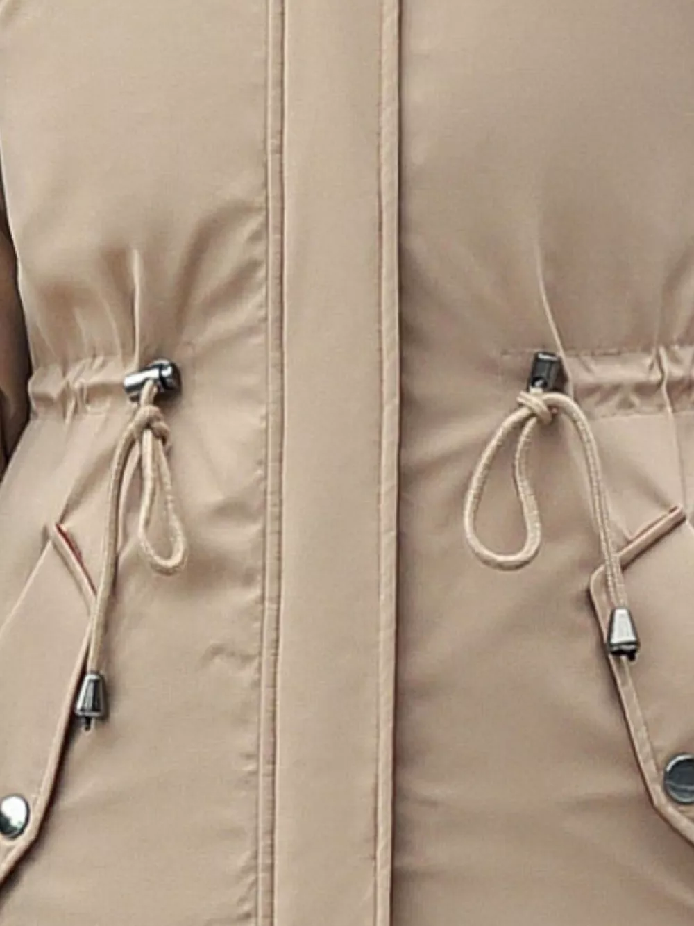 Plus Size Detachable Longline Hooded Parka with Faux Fur Trim and Drawstring Waist, image 8
