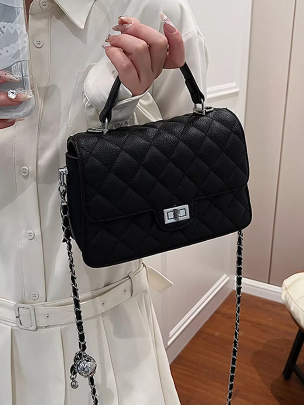 Quilted Chain Strap Crossbody Bag, image 8