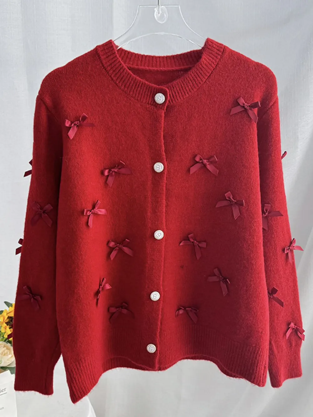 Bow Button Up Long Sleeve Cardigan, image 5