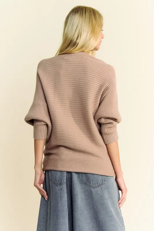 Round Neck Batwing Sleeve Sweater, image 3