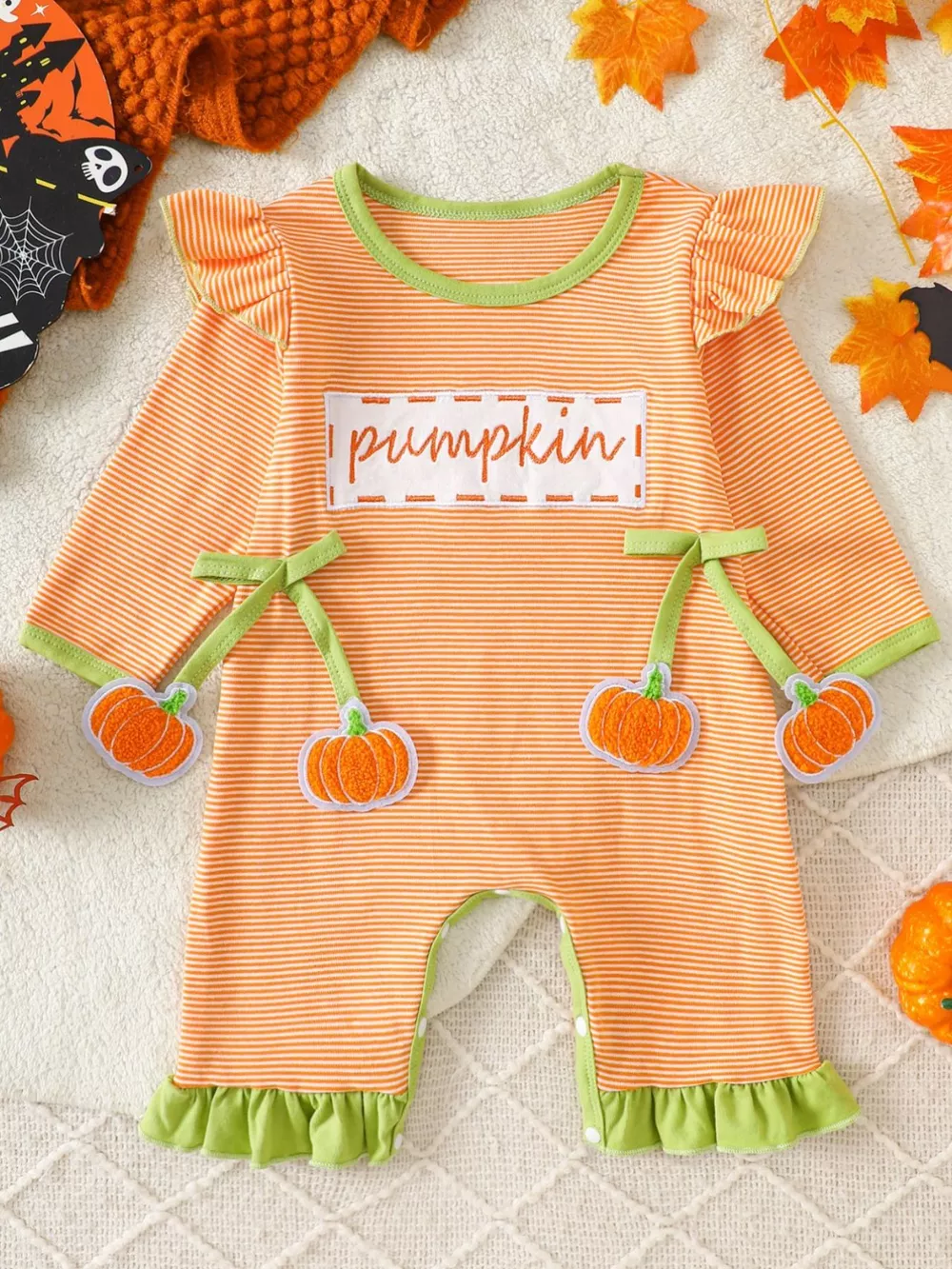 Children's Christmas-Themed Striped Snapped Legs Jumpsuit, image 10