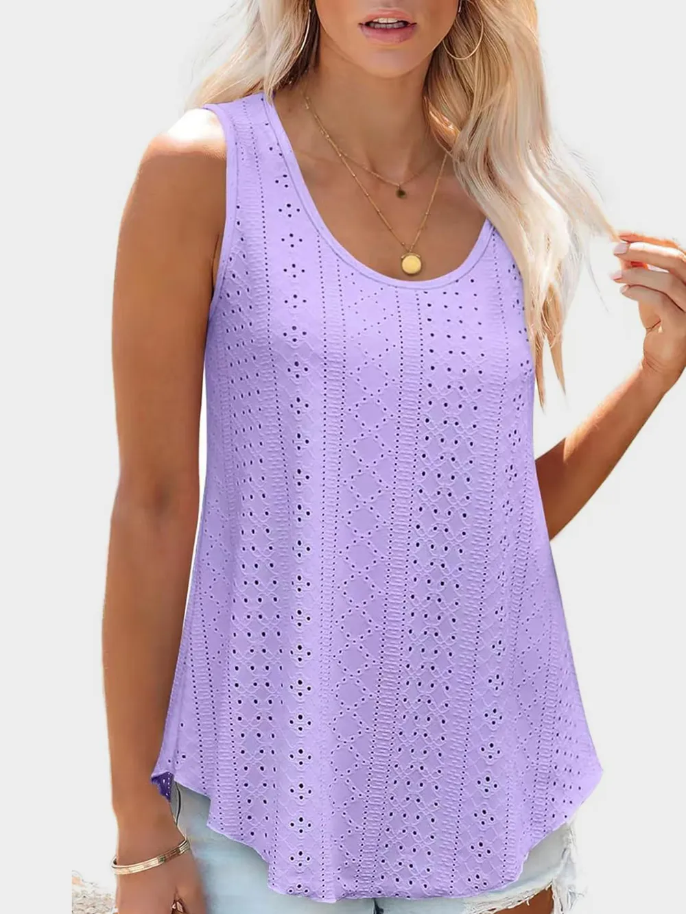 Eyelet Round Neck Tank, image 24