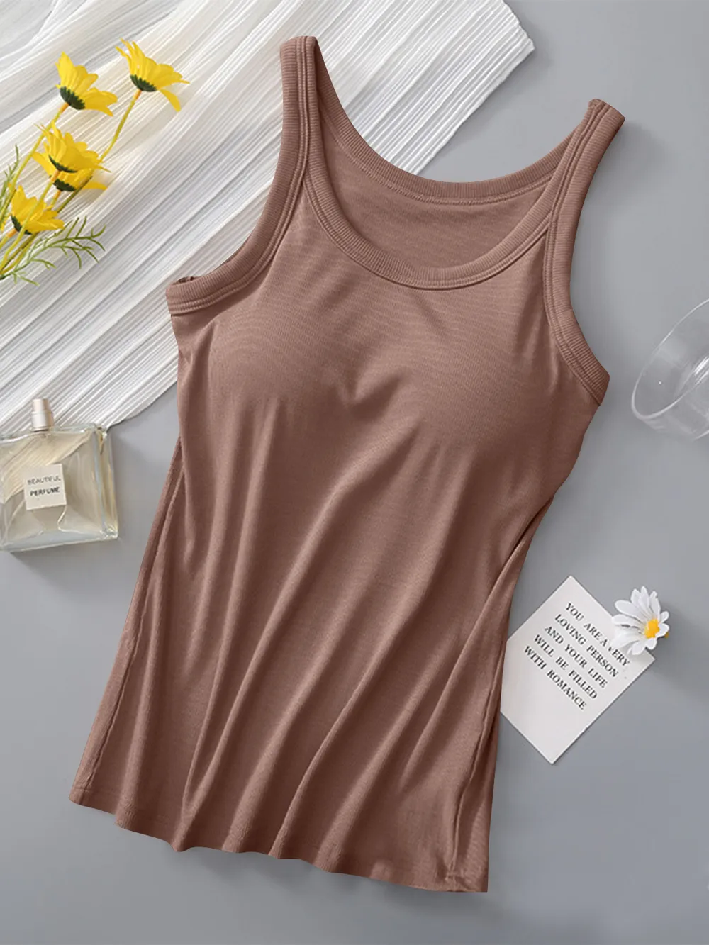 Round Neck Tank with Bra, image 5