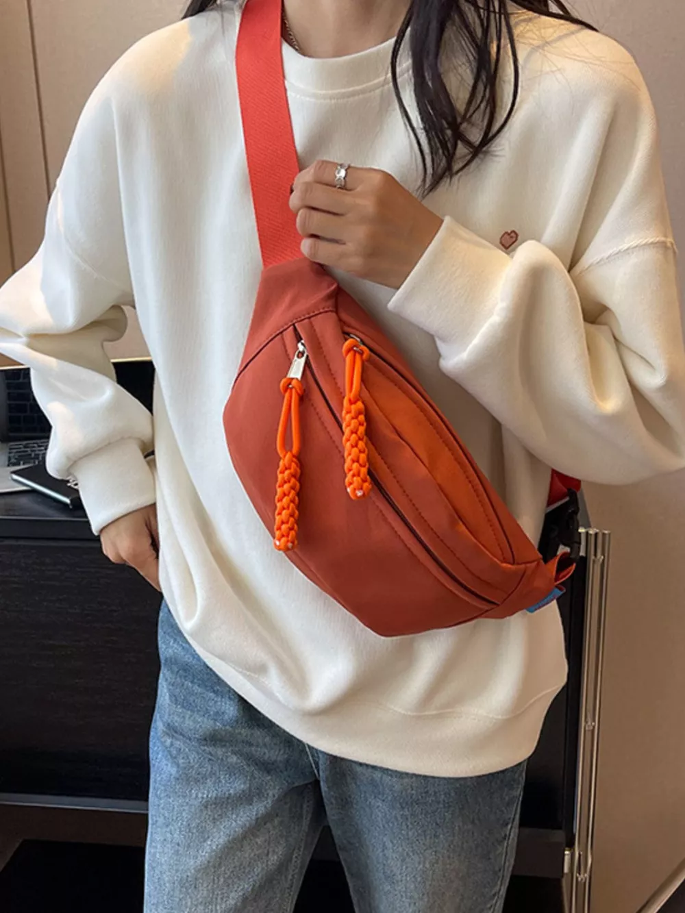 Lightweight Crossbody Bag with Tassel Detail, image 14
