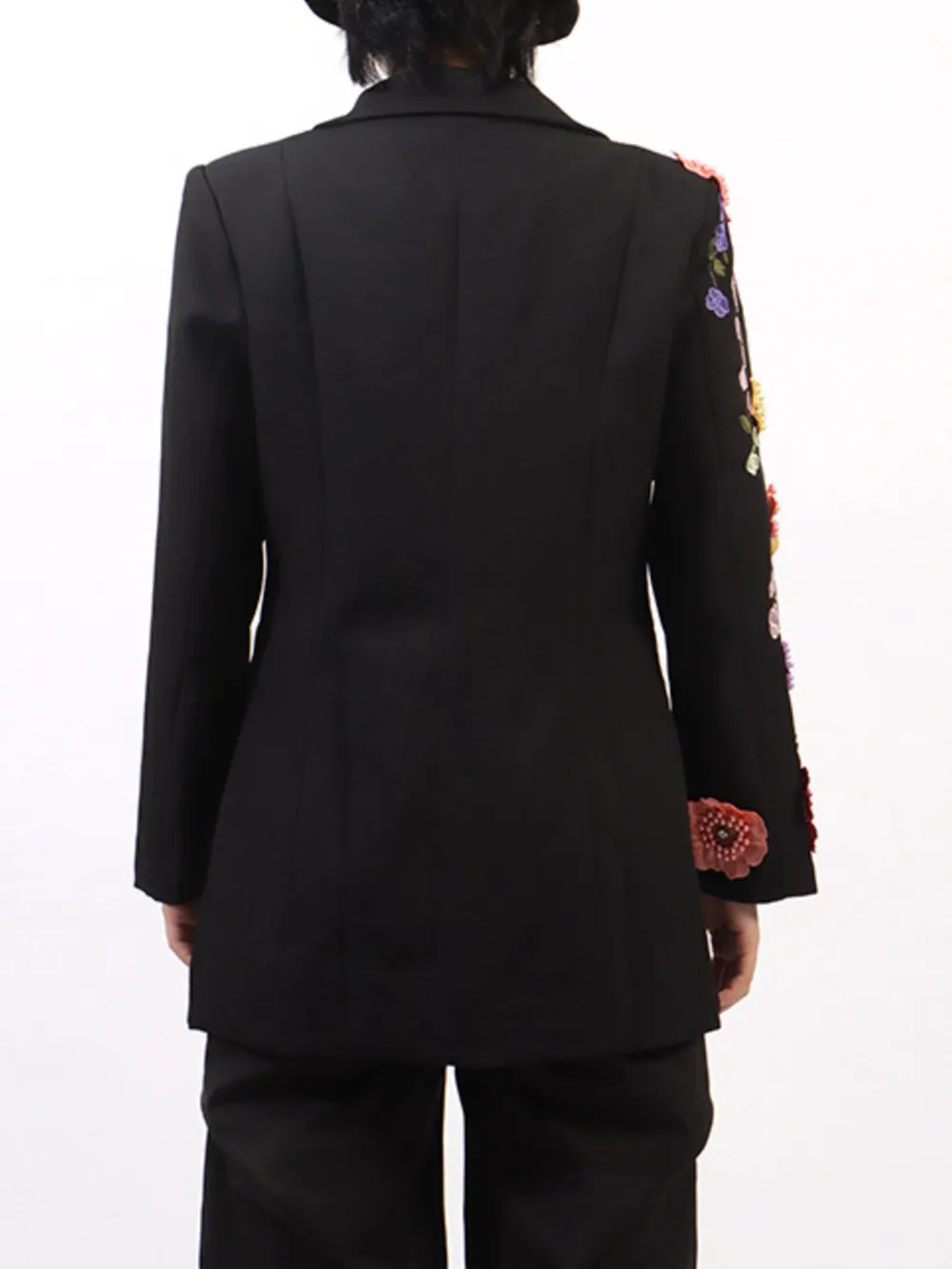 Pearl Detail Flower Lapel Collar Blazer, image 12