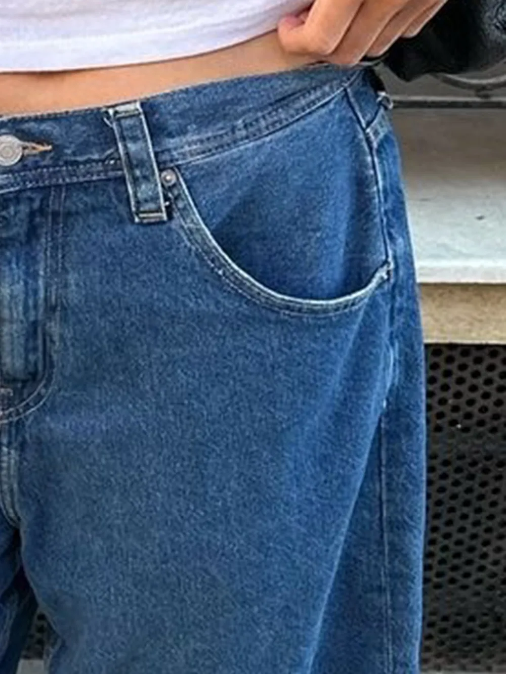 High Waist Denim Shorts with Pockets, image 5