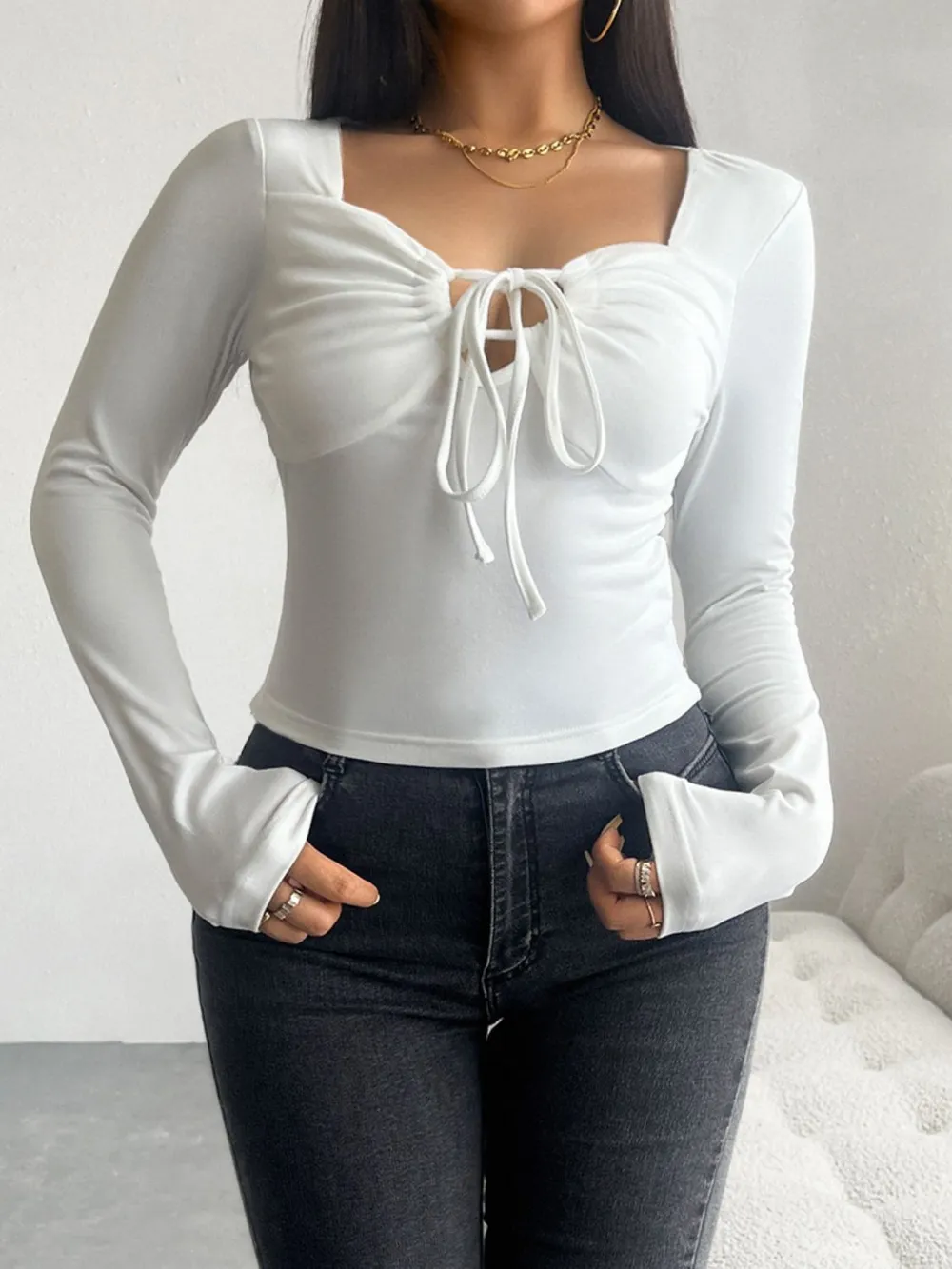 Tied Long Sleeve T-Shirt, image 7