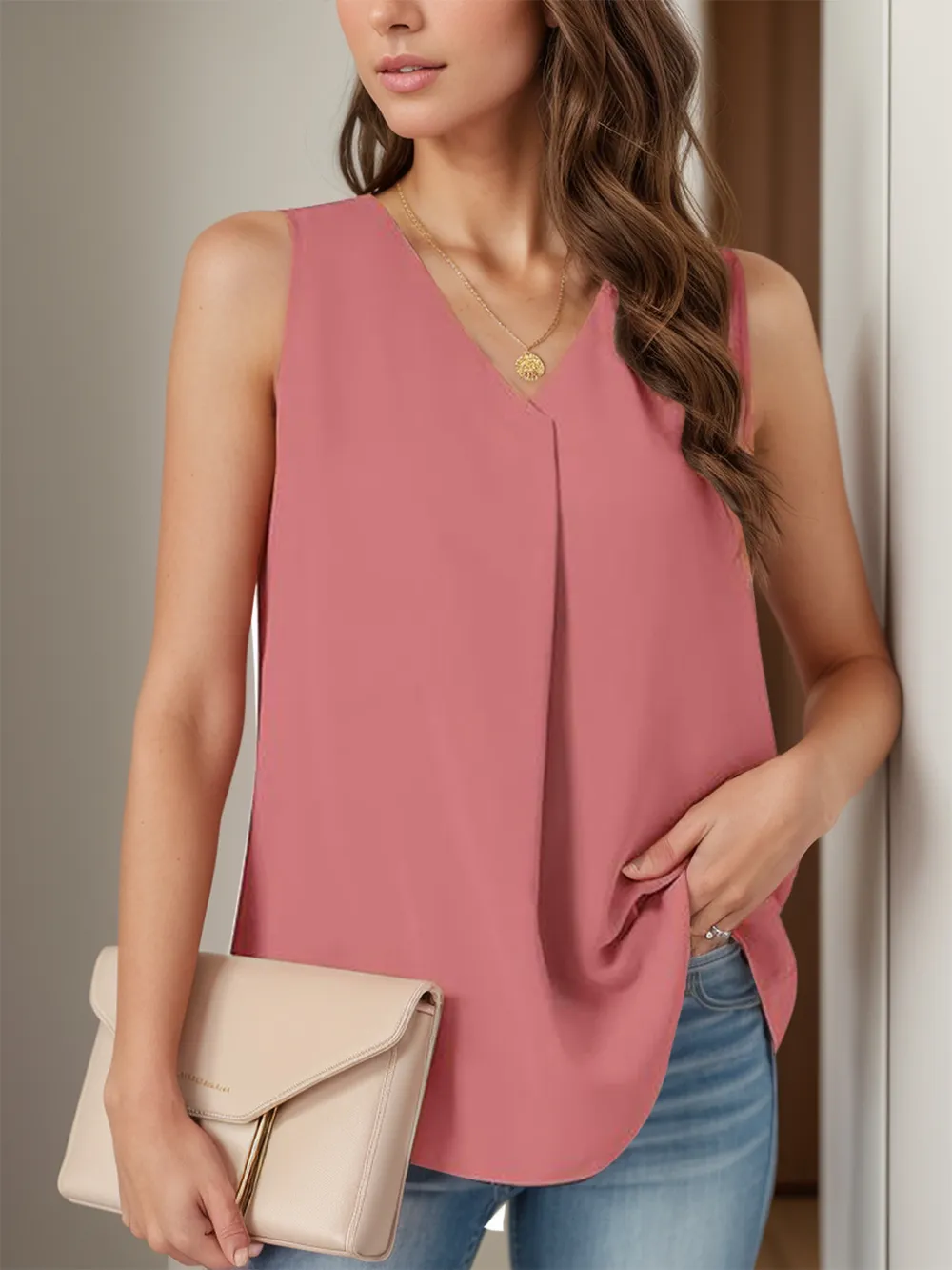 Full Size Ruched V-Neck Tank, image 9