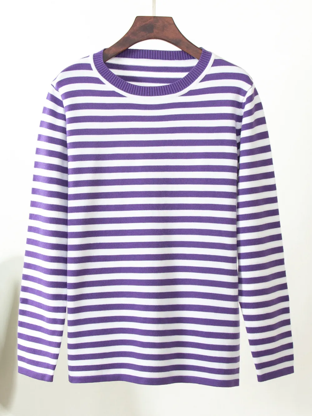 Striped Round Neck Long Sleeve Sweater, image 23