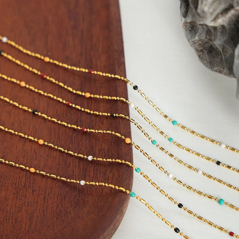 18K Gold-Plated Oil Drip Bead Necklace, image 3