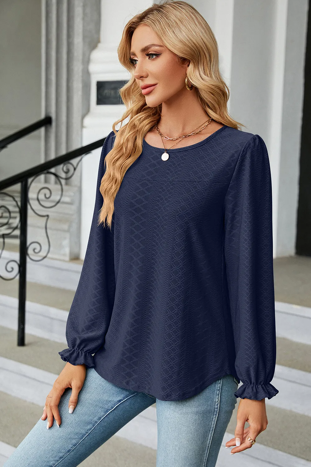 Round Neck Flounce Sleeve T-Shirt, image 5