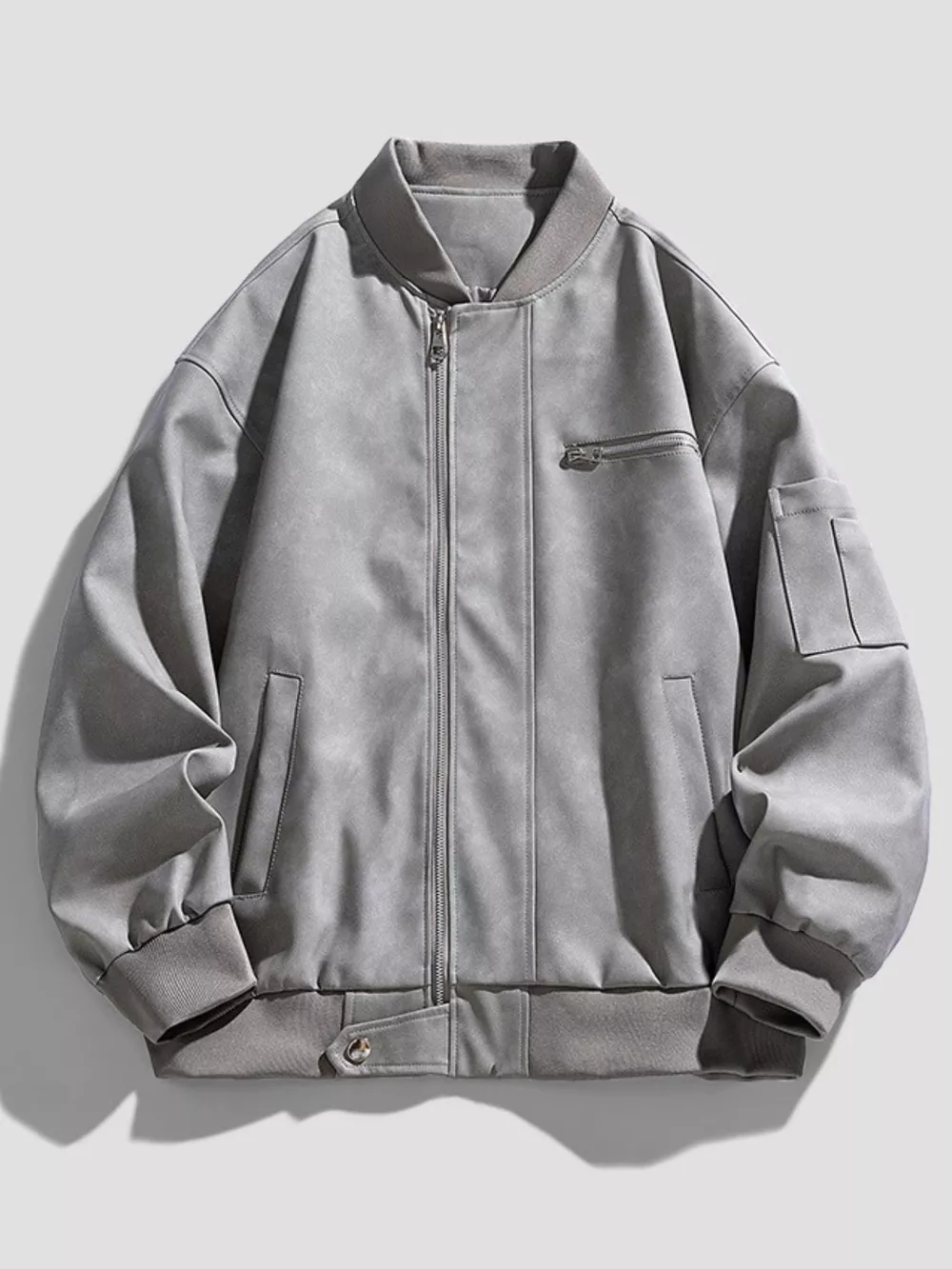 Men's Plus Size Zip Up Bomber Jacket, image 5
