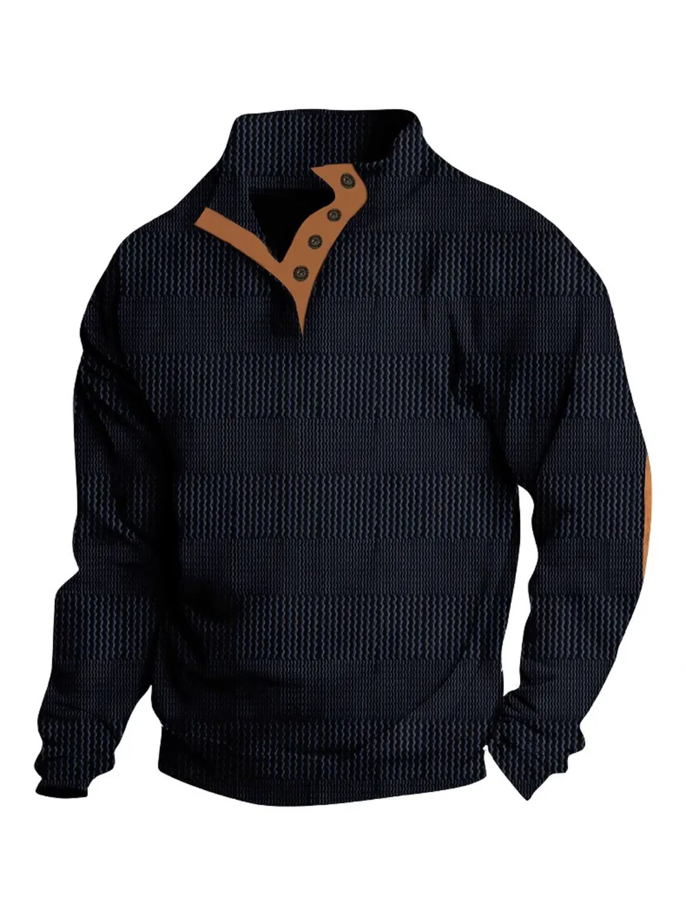 Men's Full Size Button Detail Long Sleeve Sweatshirt Plus Size