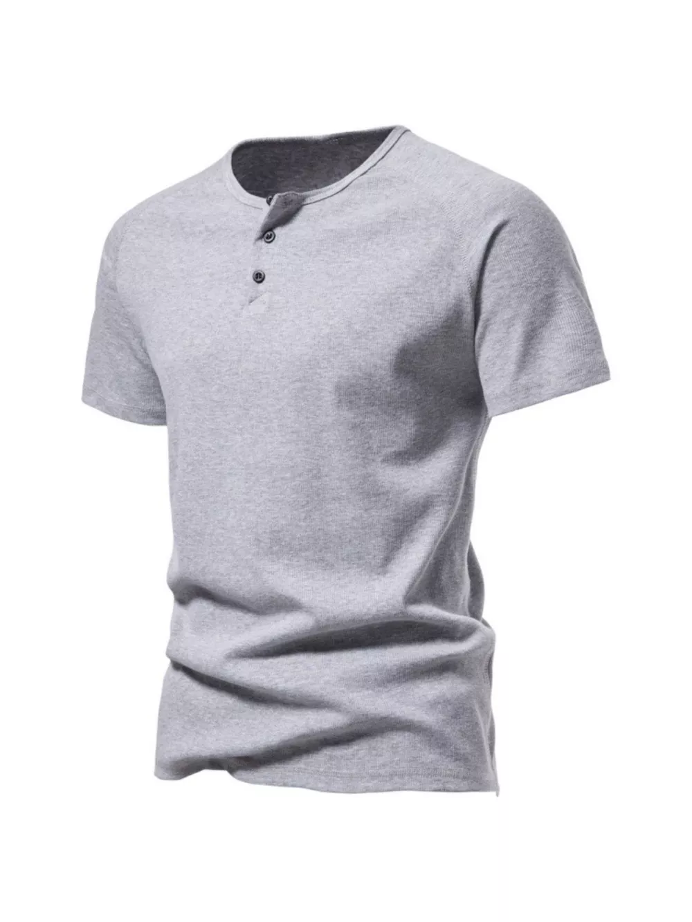 Men's Plus Size Button Detail Casual Henley T-Shirt, image 3