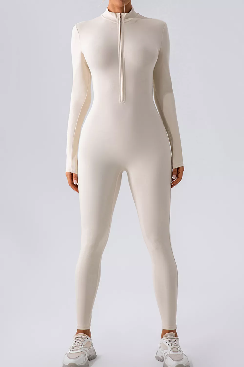 Half Zip Mock Neck Active Jumpsuit, image 4