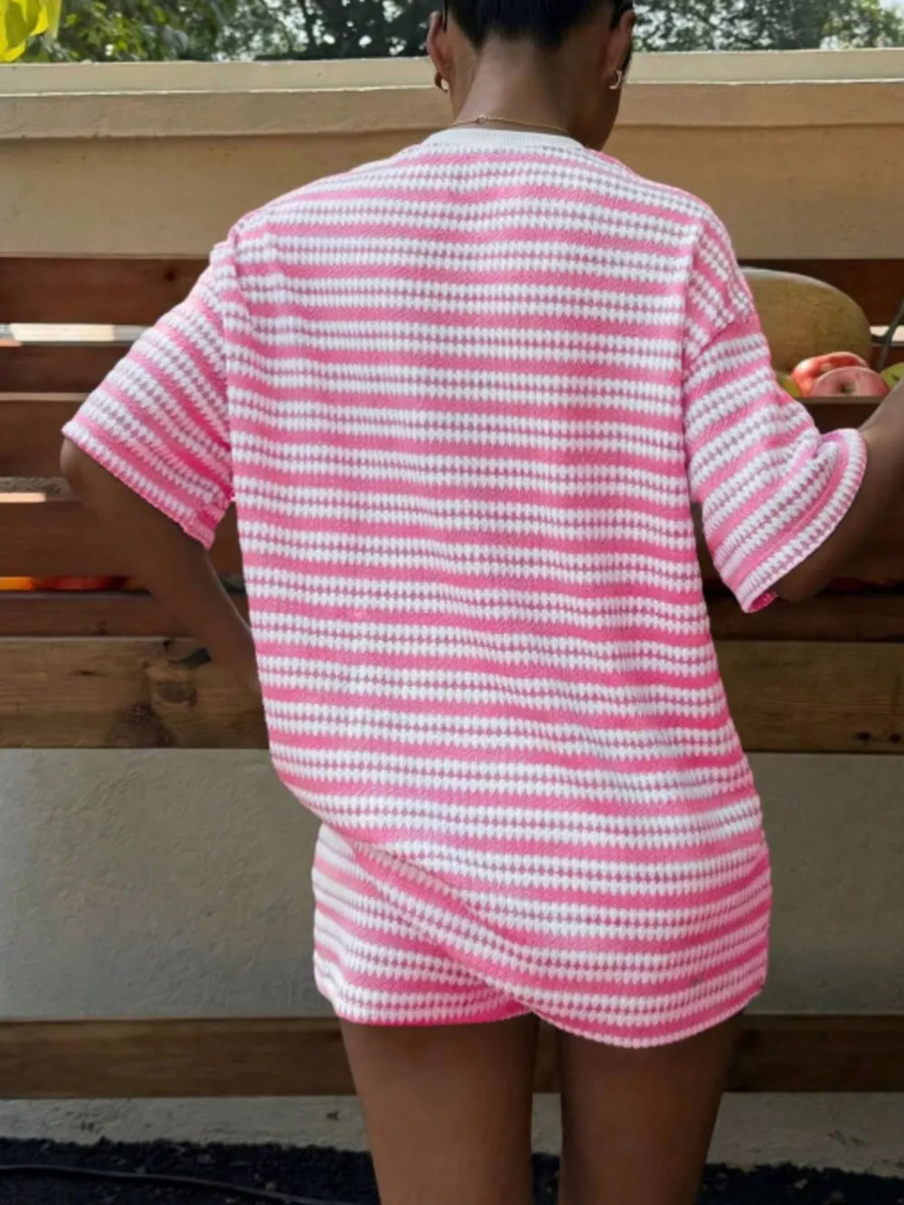 Striped Short Sleeve Top and Shorts Set, image 21
