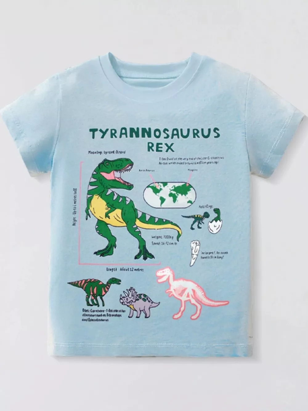 Children's Dinosaur Print Round Neck T-Shirt