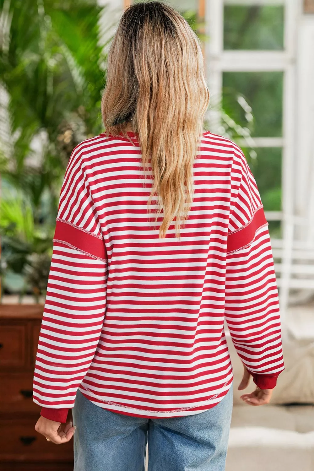 Striped Long Sleeve Casual Sweatshirt, image 2