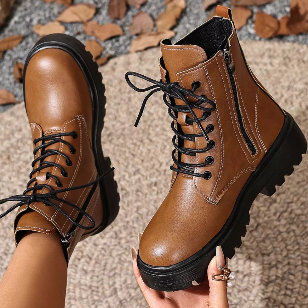 Round Toe Block Heels Boots, image 3