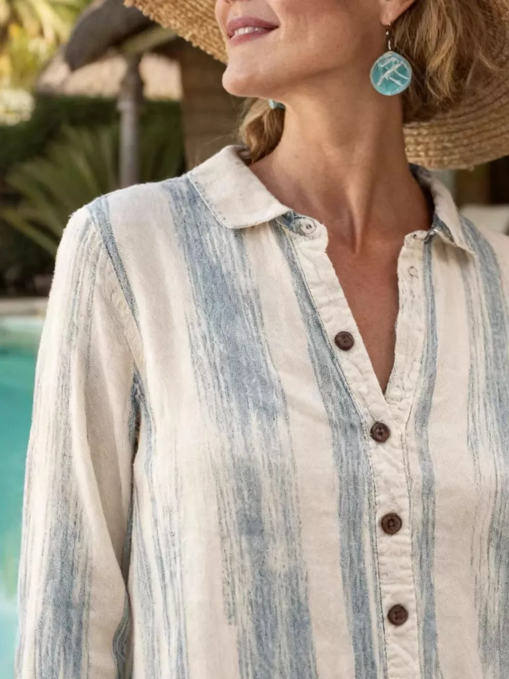 Striped Button-Down Midi Dress, image 2