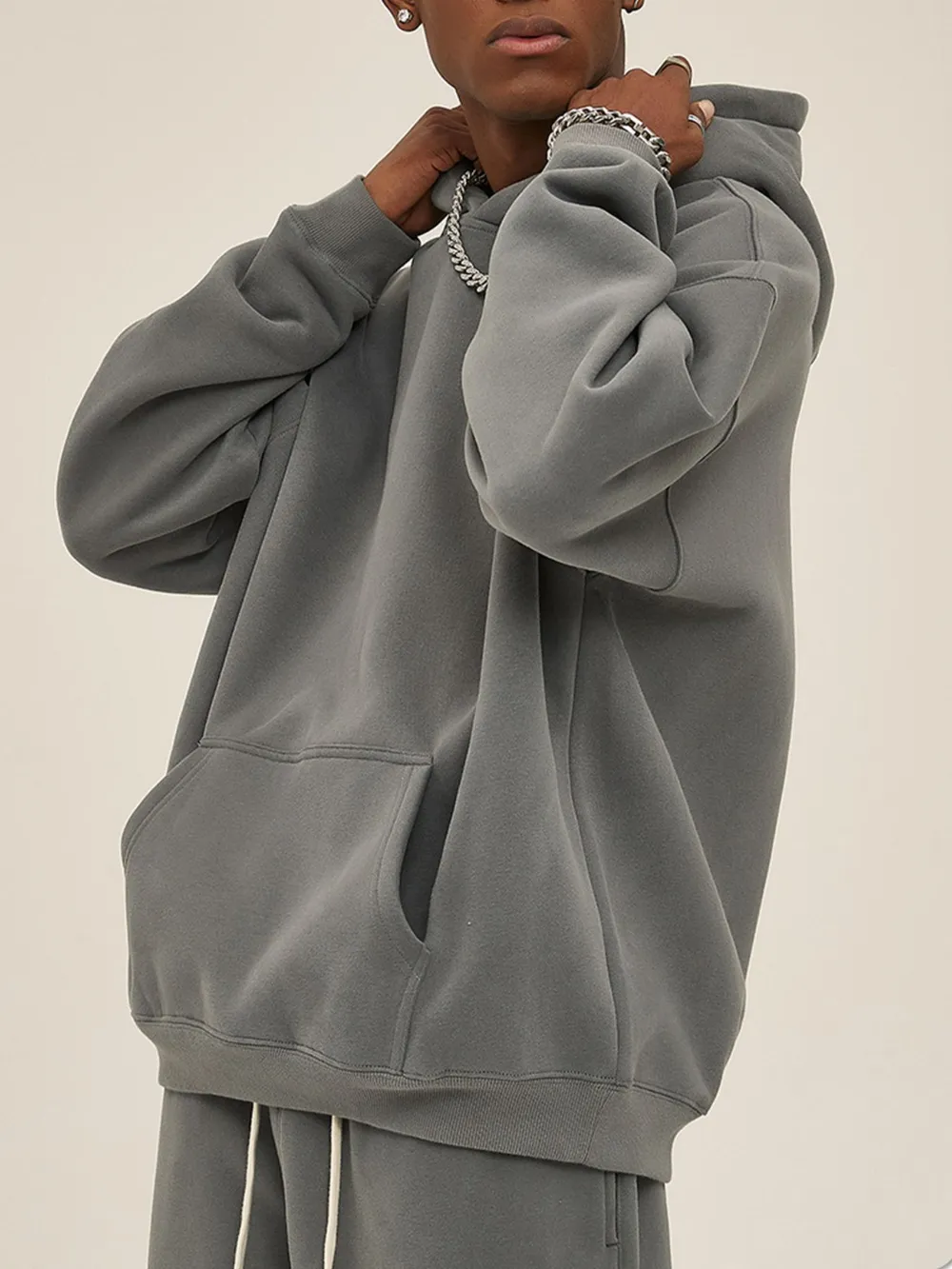 Men's Oversized Pocketed Long Sleeve Hoodie, image 7