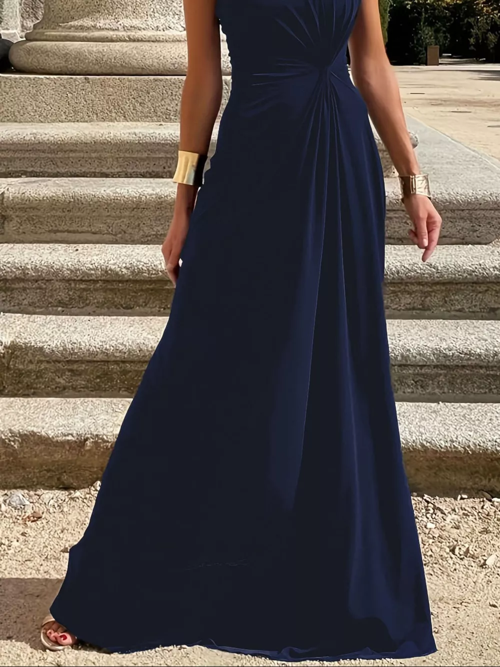 Twisted Round Neck Sleeveless Maxi Dress, image 2